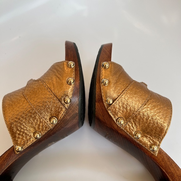 GUCCI HORSEBIT WOODEN PLATFORM SANDALS COPPER LEATHER SZ 36 6. - Picture 11 of 16